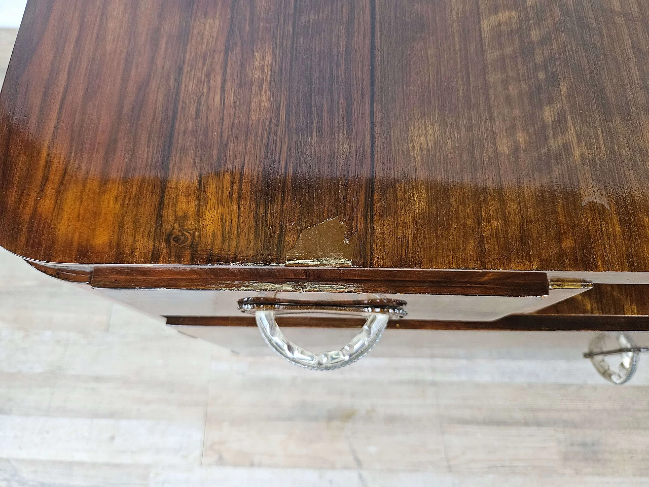 Pair of Art Deco mahogany bedside tables, 1940s 13