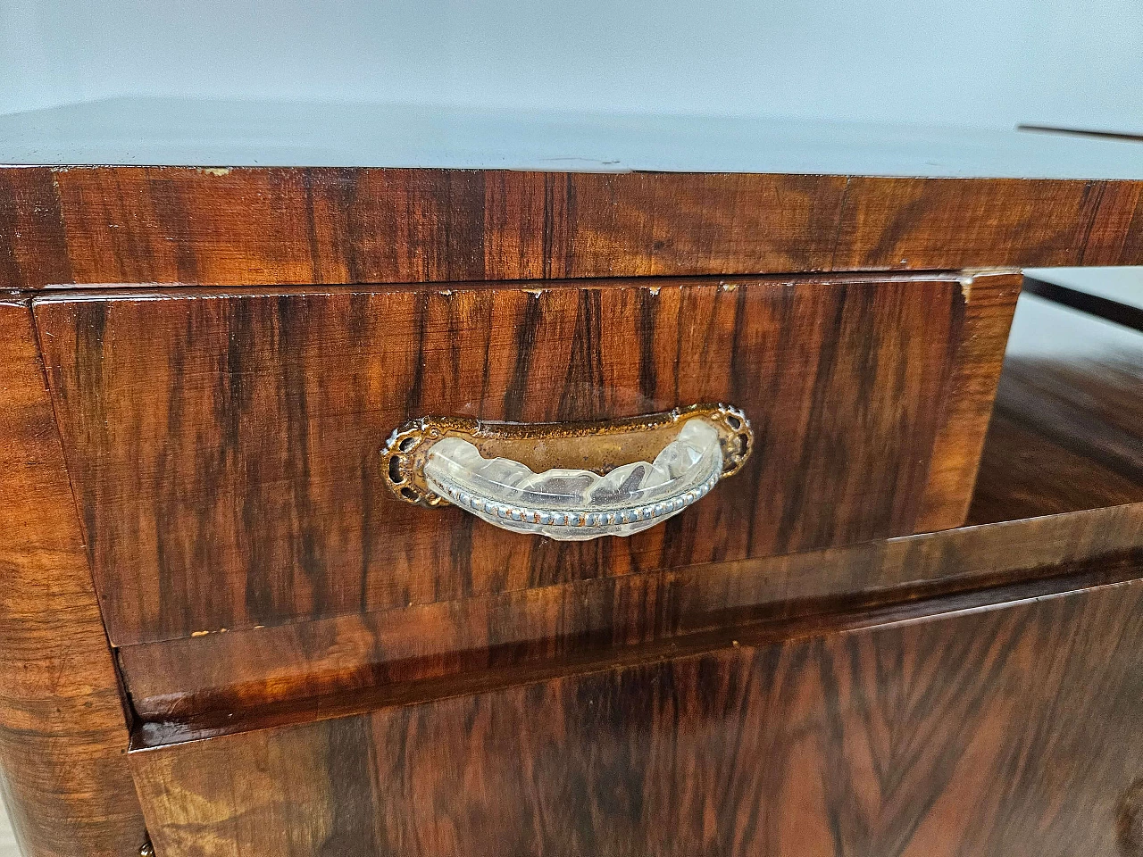 Pair of Art Deco mahogany bedside tables, 1940s 14