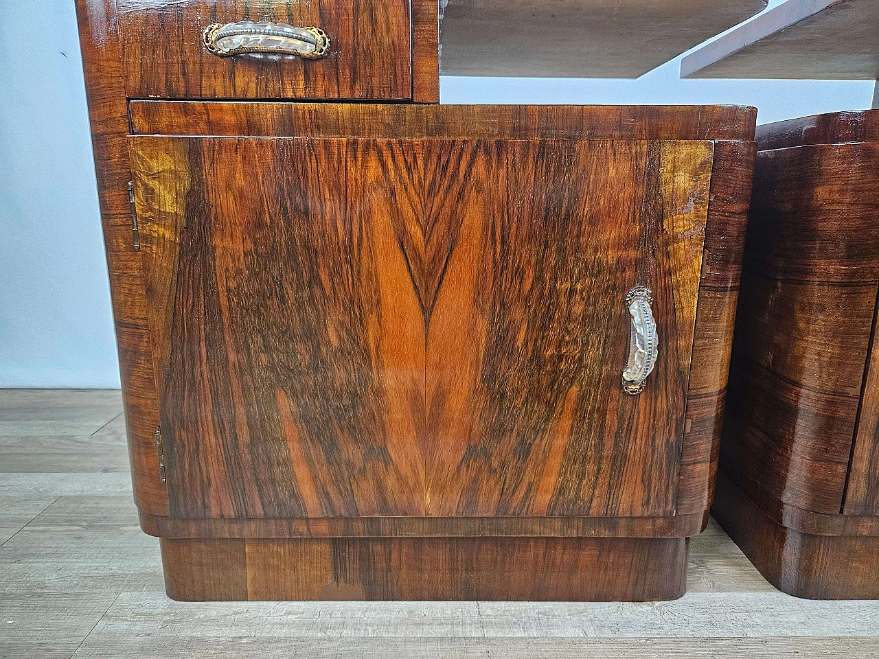 Pair of Art Deco mahogany bedside tables, 1940s 19