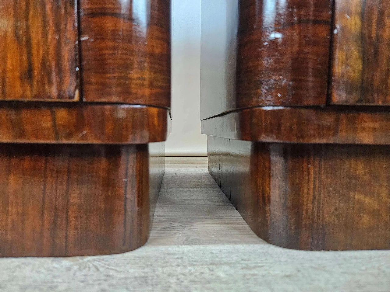 Pair of Art Deco mahogany bedside tables, 1940s 25