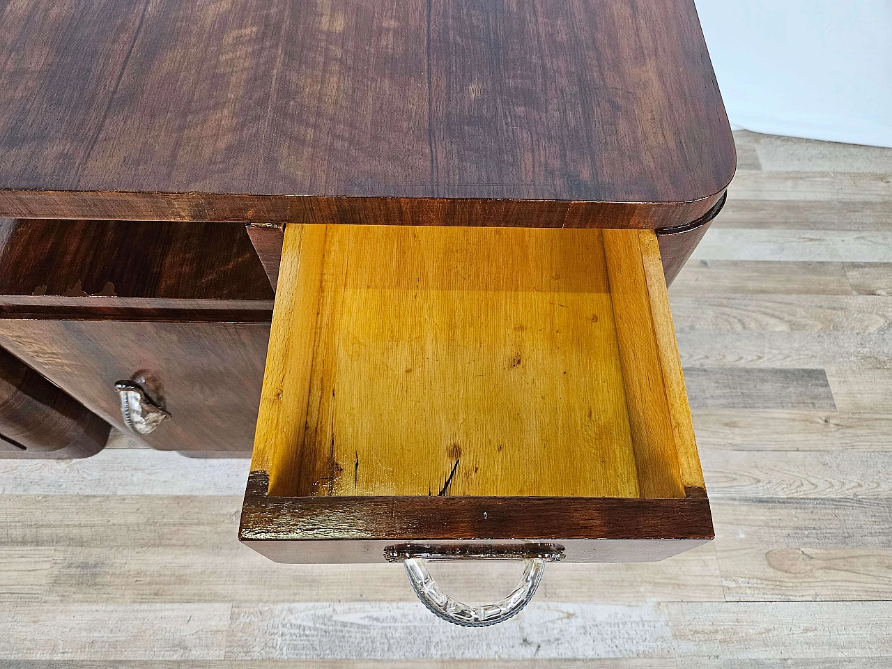 Pair of Art Deco mahogany bedside tables, 1940s 29