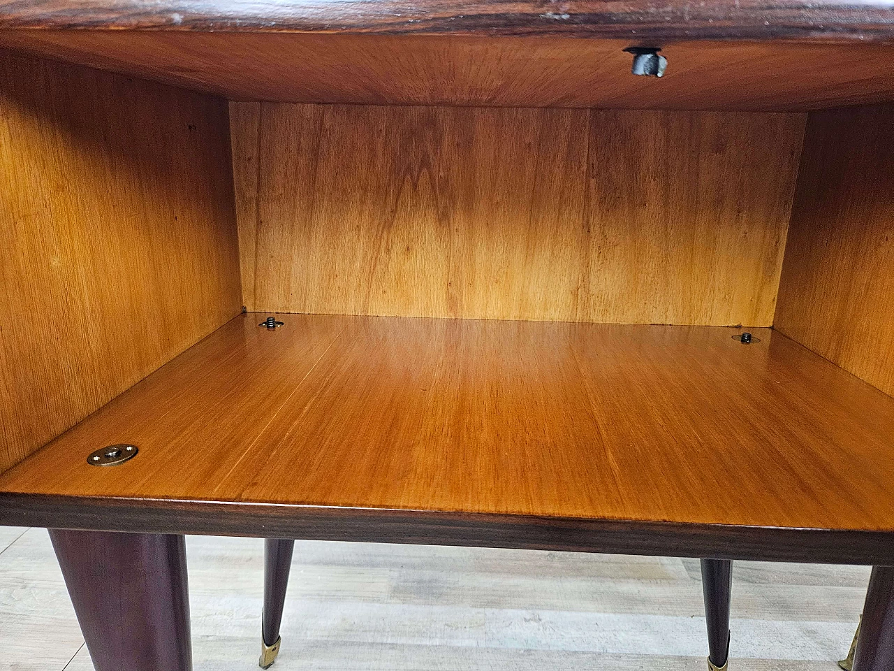 Pair of rosewood, maple and pink glass bedside tables, 1950s 21