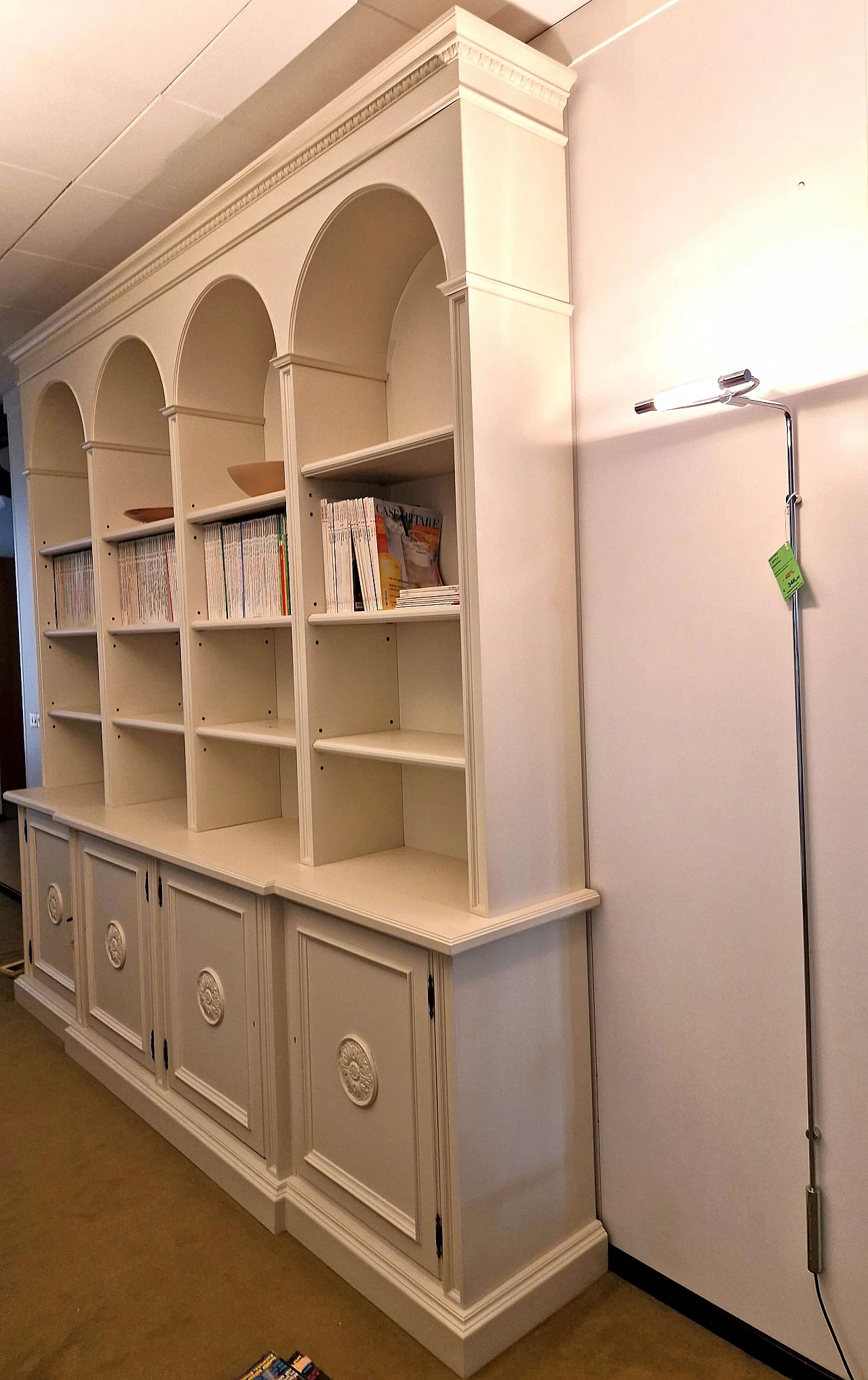 Ivory lacquered solid wood bookcase, 1960s 2