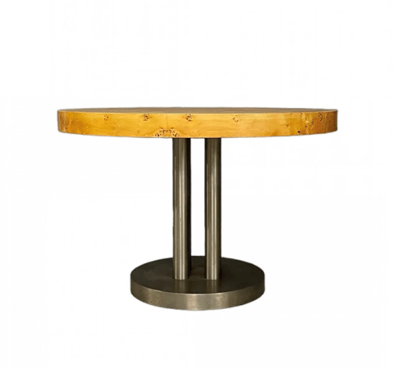 Round birch-root and metal table by Turri, 1980s 2