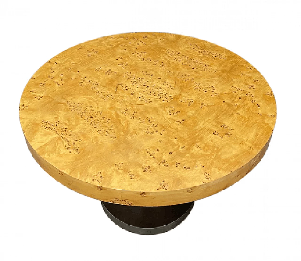 Round birch-root and metal table by Turri, 1980s 3