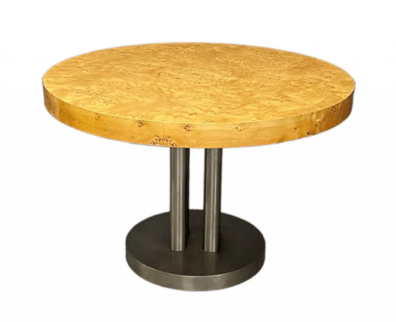 Round birch-root and metal table by Turri, 1980s 5