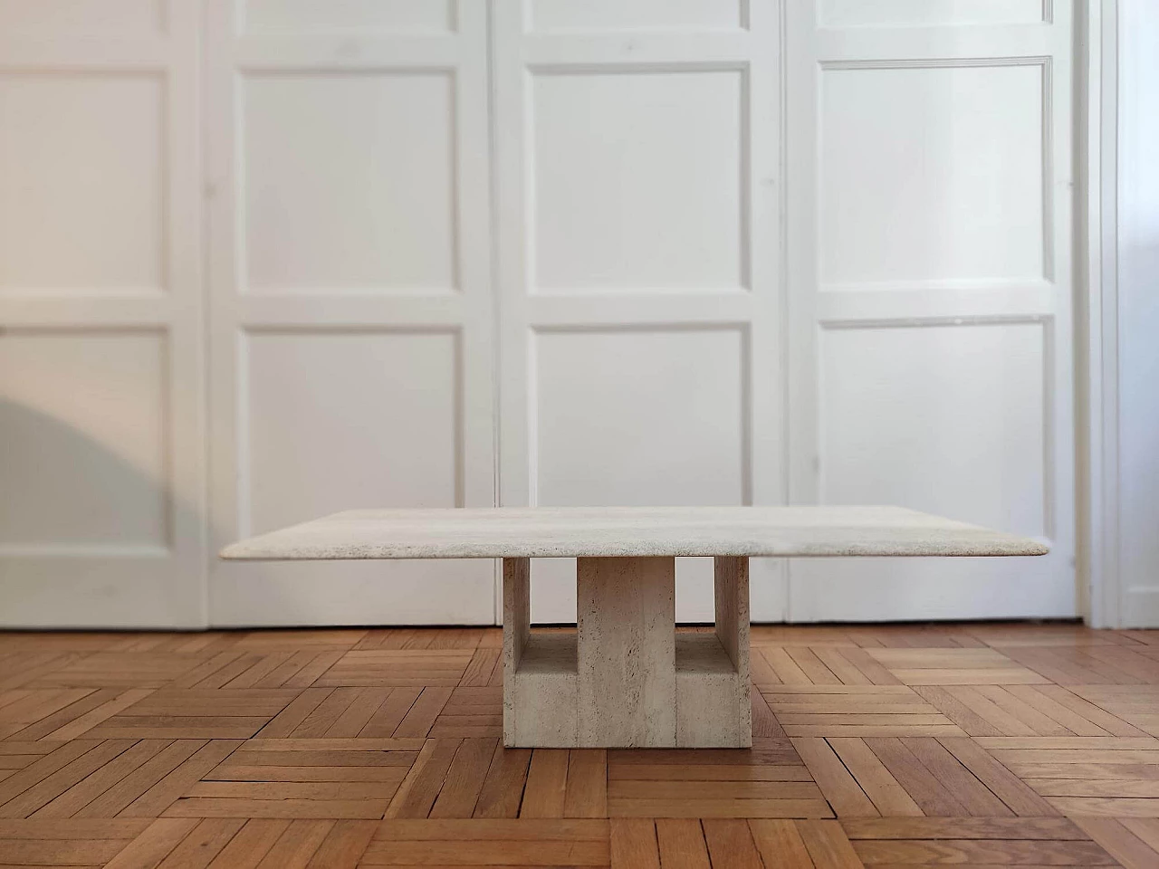 Travertine coffee table by Claude Berraldacci, 1990s 1