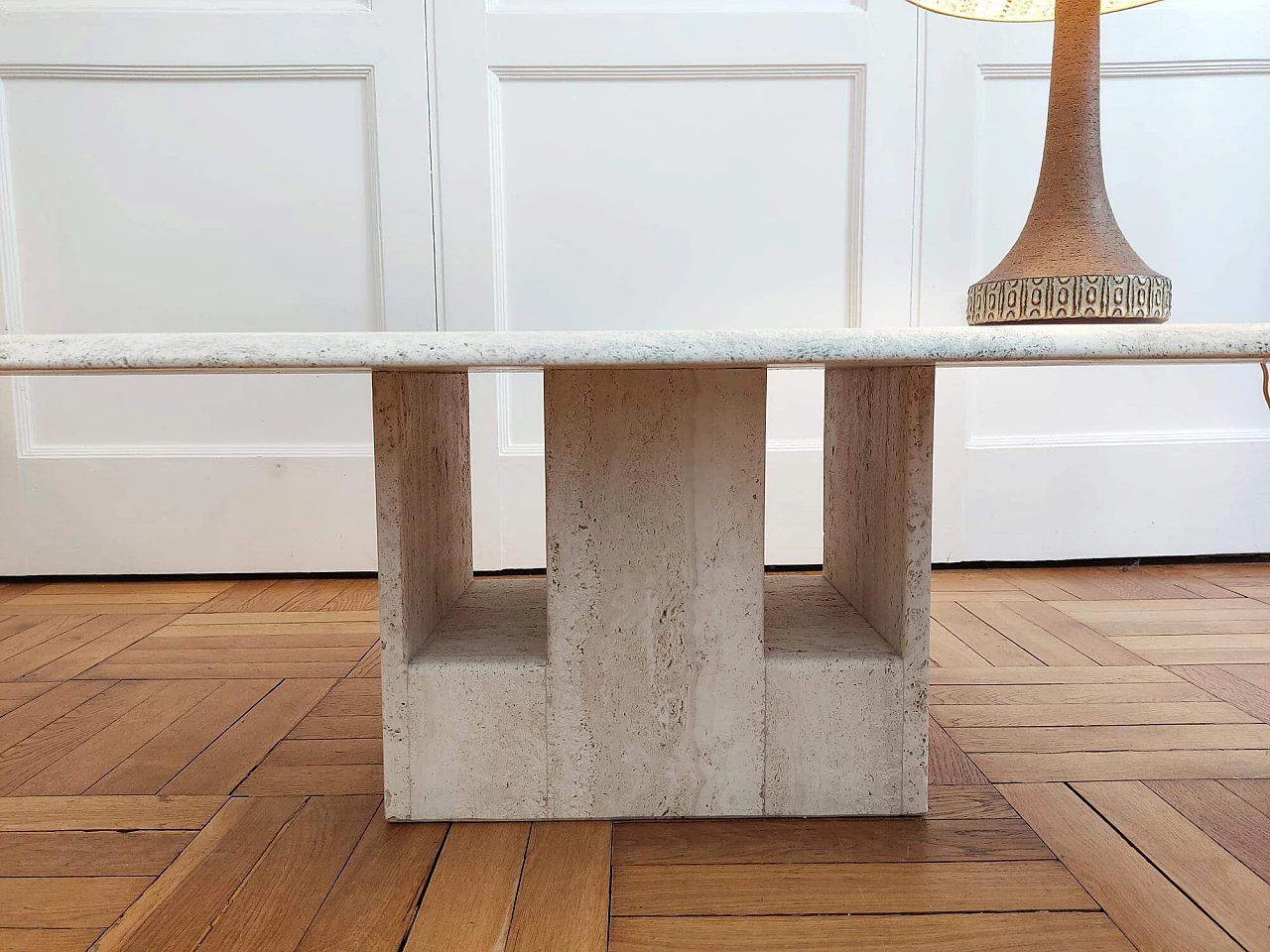 Travertine coffee table by Claude Berraldacci, 1990s 2