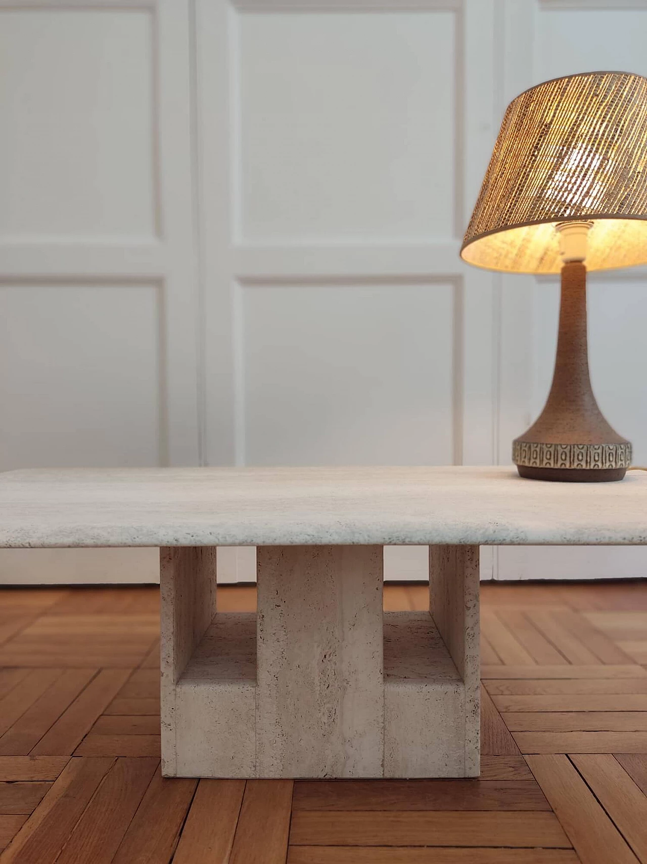 Travertine coffee table by Claude Berraldacci, 1990s 4