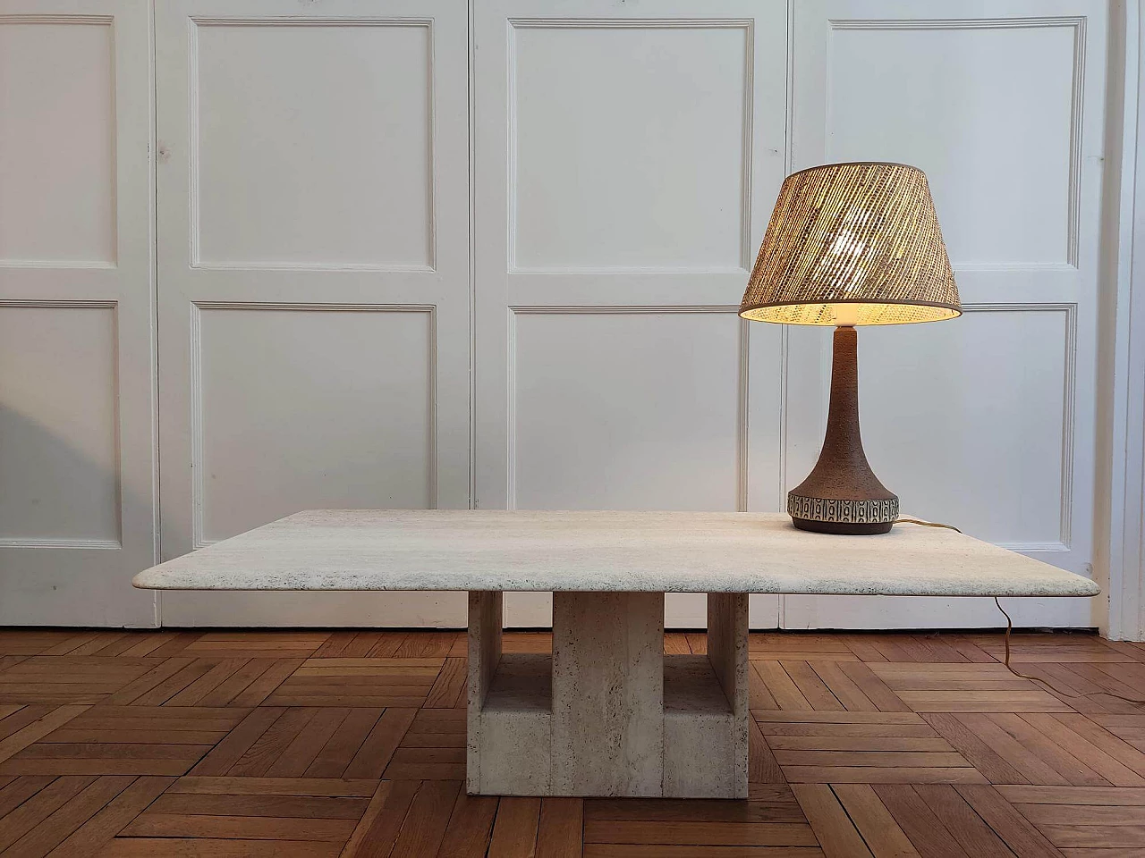 Travertine coffee table by Claude Berraldacci, 1990s 5