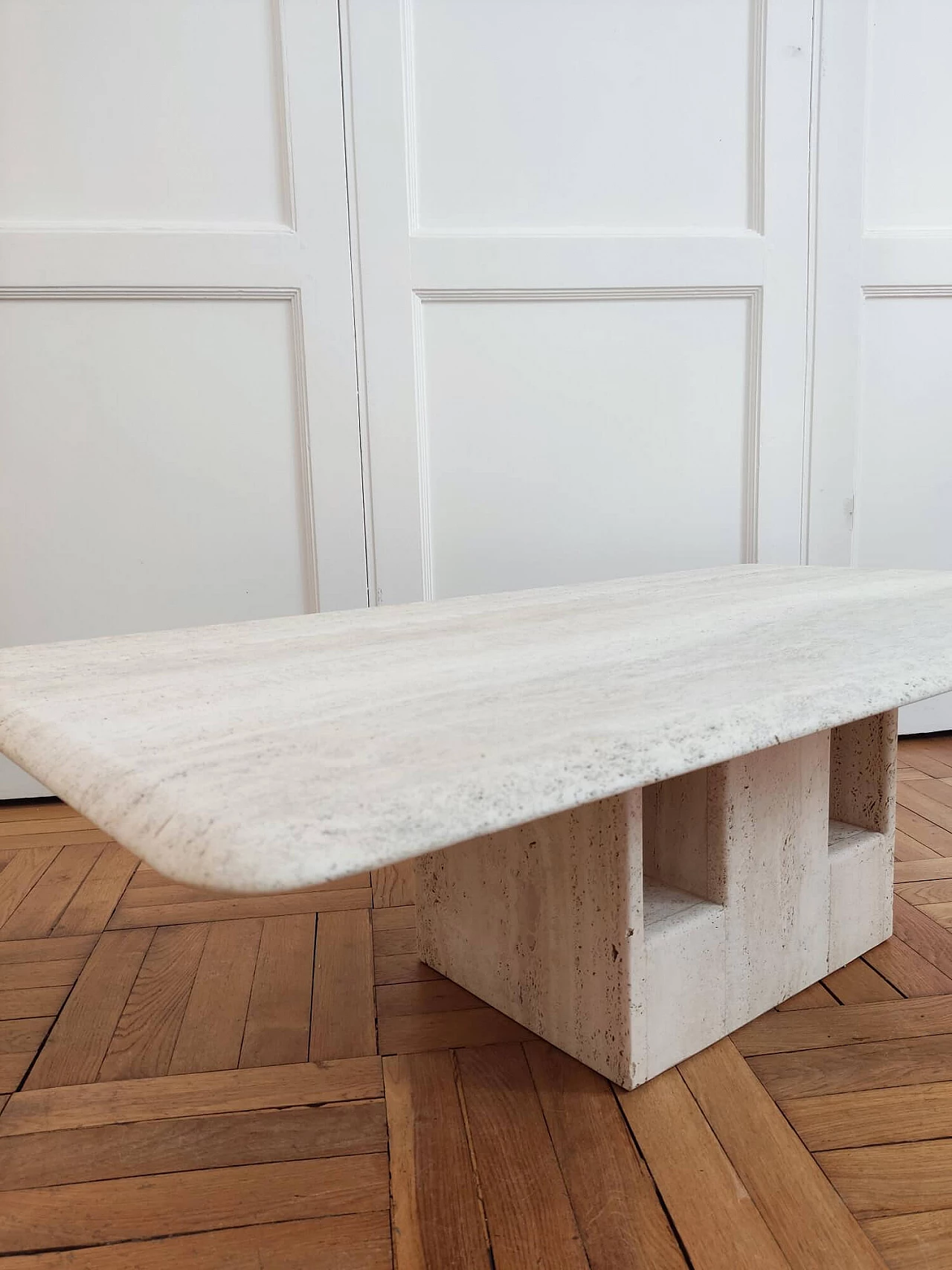 Travertine coffee table by Claude Berraldacci, 1990s 6