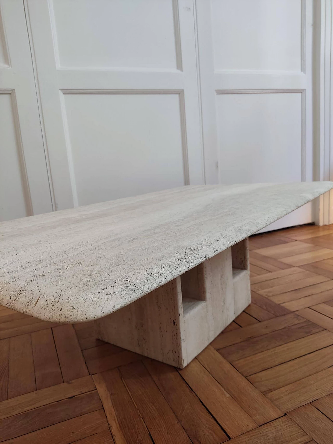 Travertine coffee table by Claude Berraldacci, 1990s 7