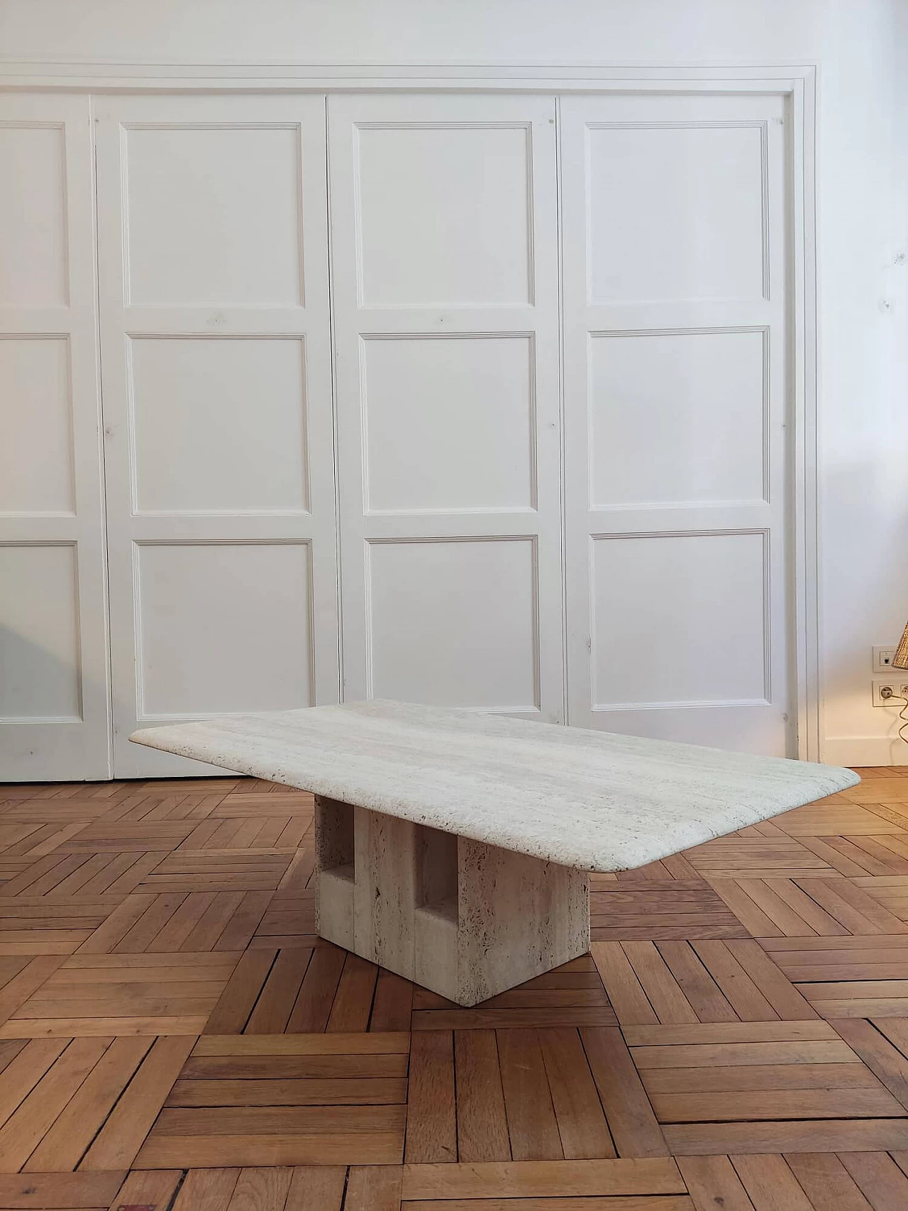 Travertine coffee table by Claude Berraldacci, 1990s 9