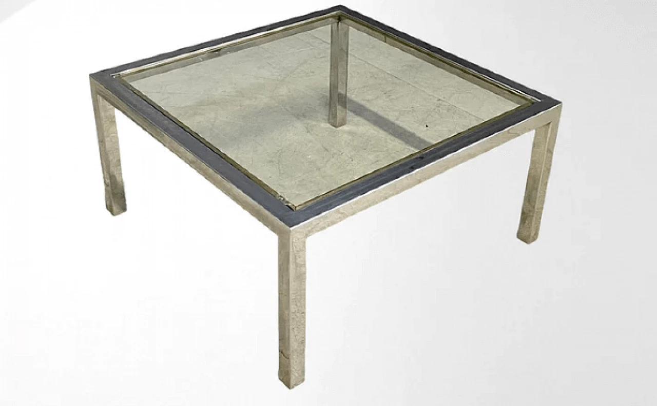 Brass, chromed metal and glass coffee table by Turri, 1970s 1