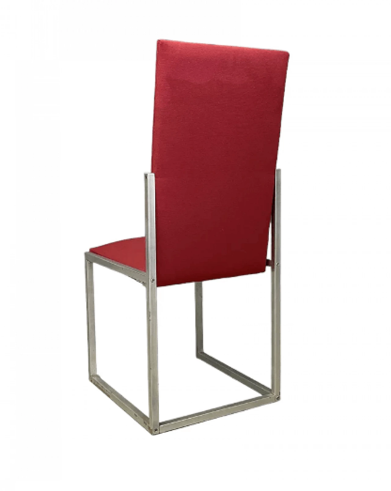 8 Chairs in nickel-plated metal and red fabric by Turri, 1970s 5