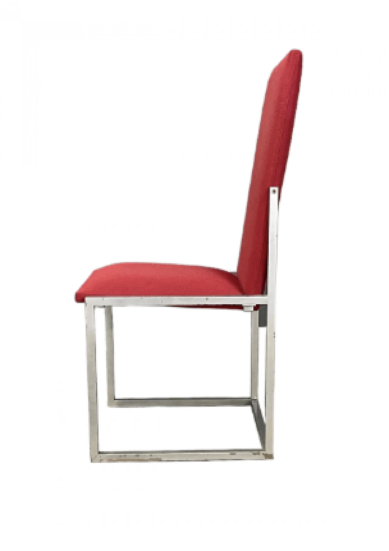 8 Chairs in nickel-plated metal and red fabric by Turri, 1970s 6