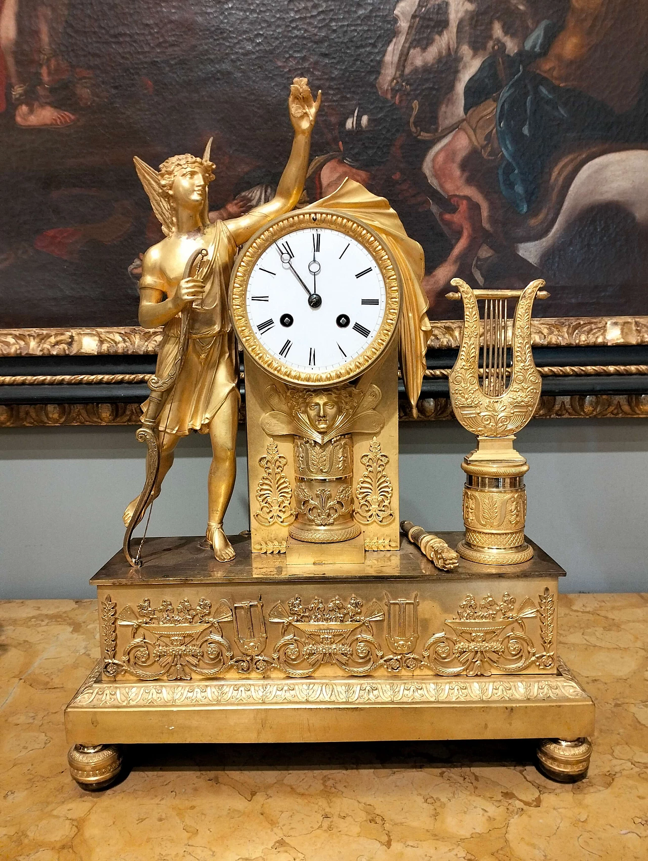 Gilt bronze Empire clock with winged figure, 19th century 1