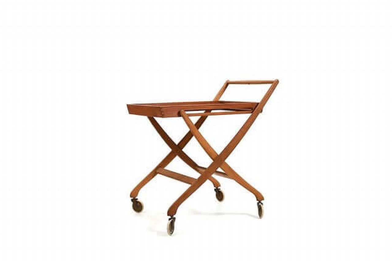 Folding teak and oak service cart by Svend Åge Madsen for Illums Bolighus, 1960s 1