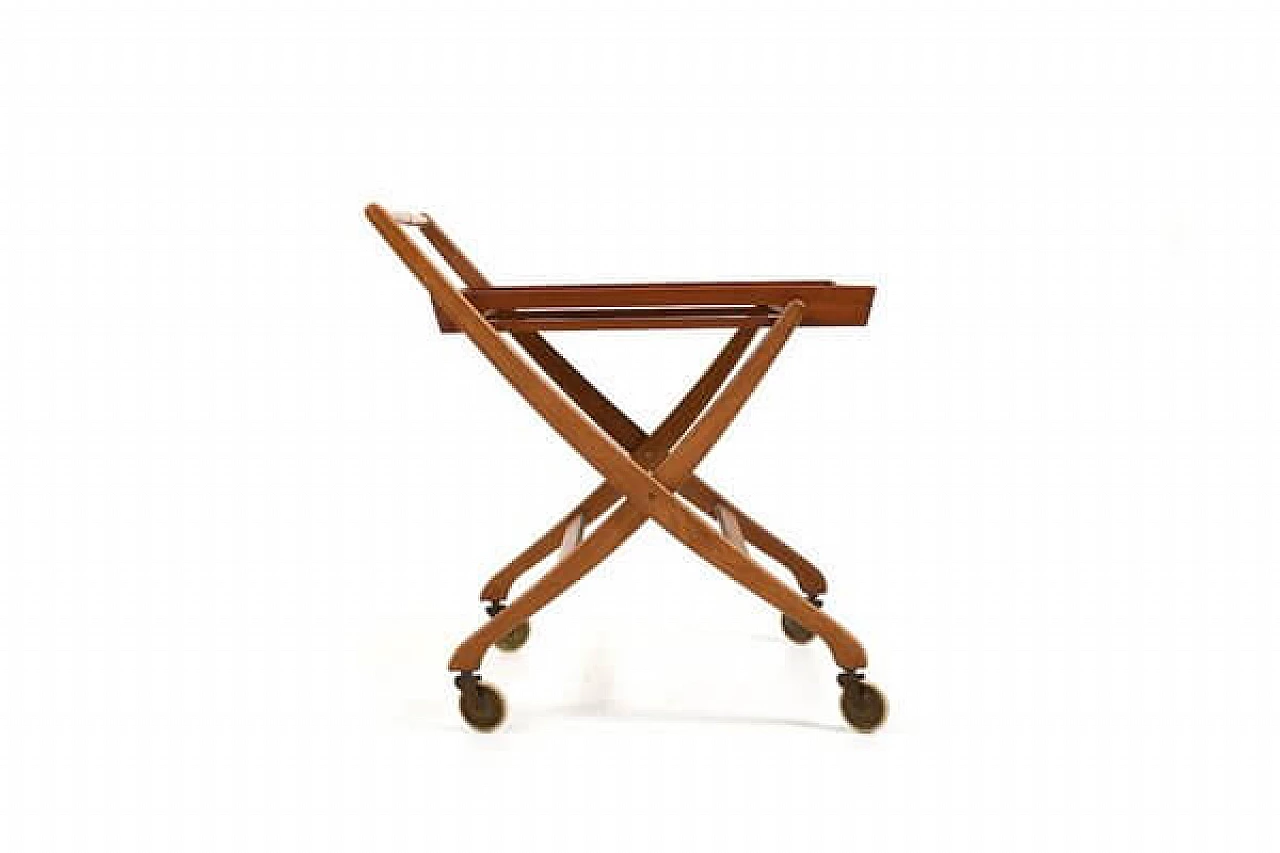 Folding teak and oak service cart by Svend Åge Madsen for Illums Bolighus, 1960s 4