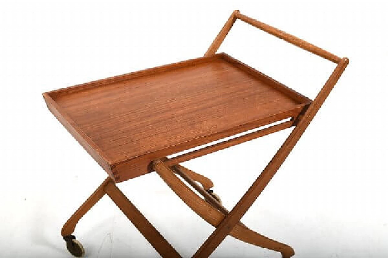 Folding teak and oak service cart by Svend Åge Madsen for Illums Bolighus, 1960s 5