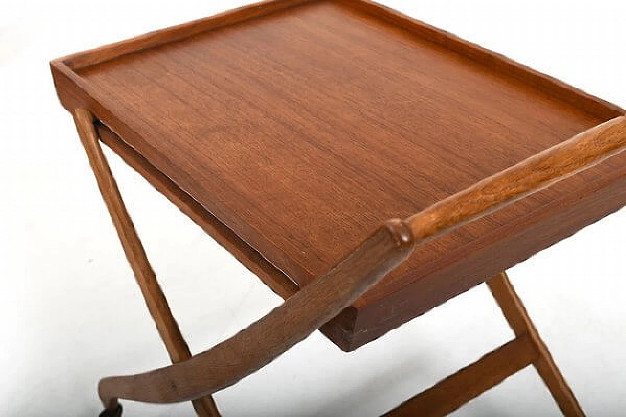 Folding teak and oak service cart by Svend Åge Madsen for Illums Bolighus, 1960s 8