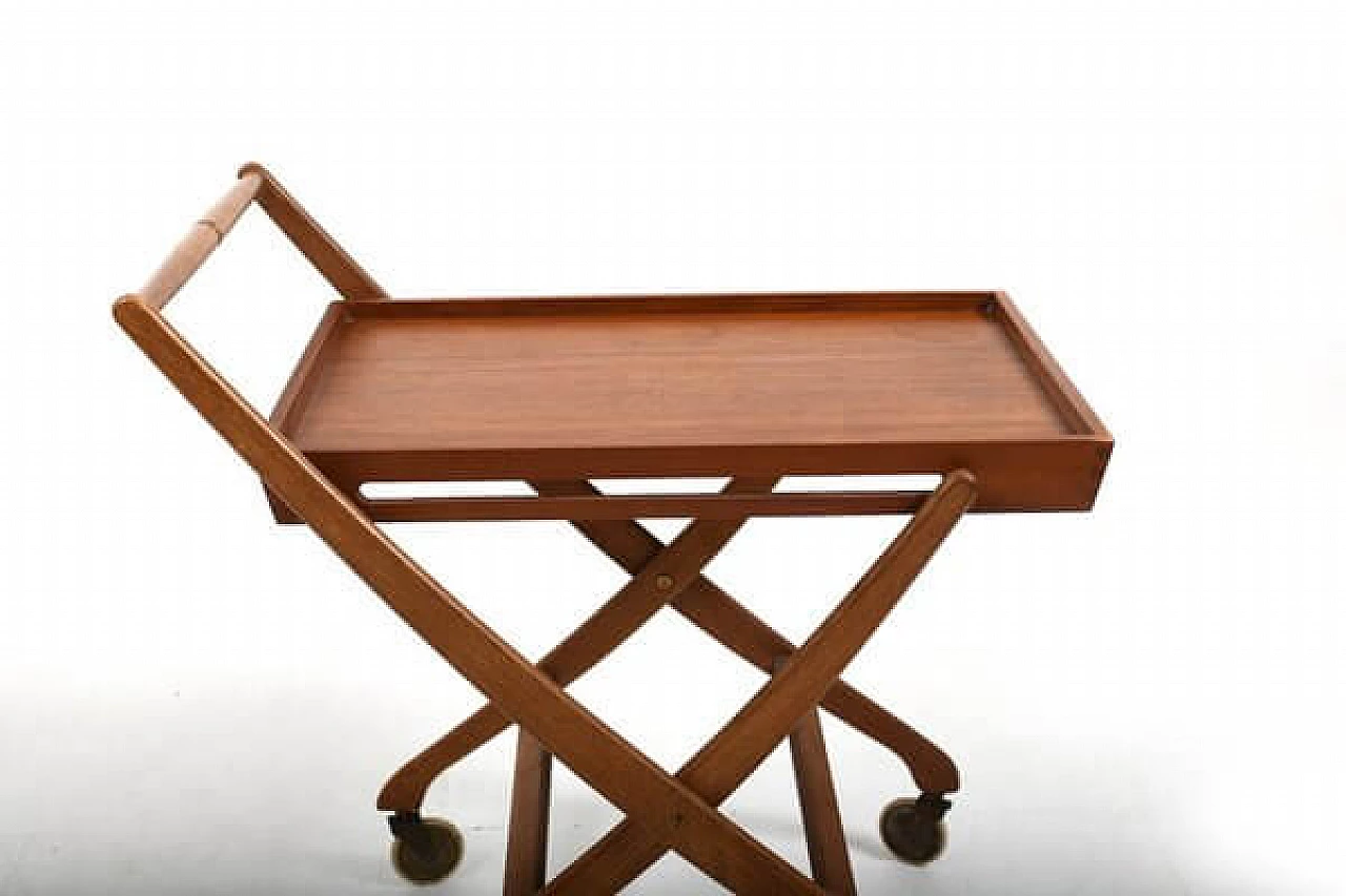 Folding teak and oak service cart by Svend Åge Madsen for Illums Bolighus, 1960s 9