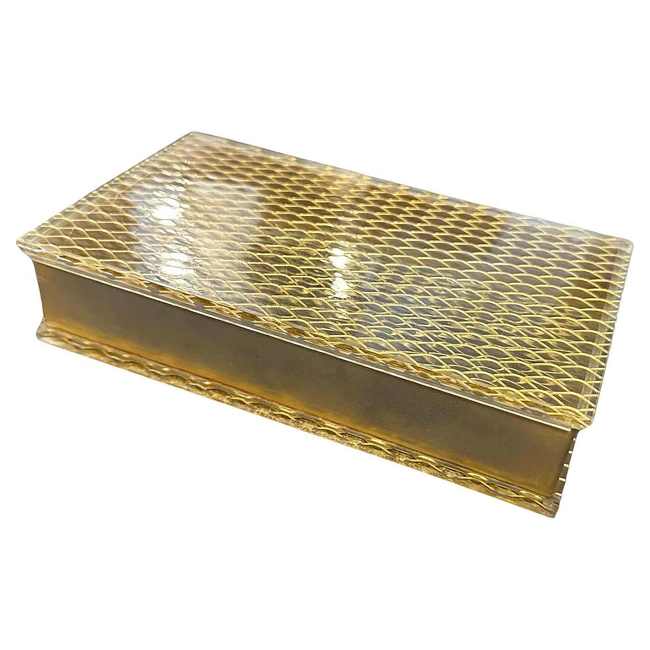 Brass and plexiglass jewellery box in Christian Dior style, 1980s 1