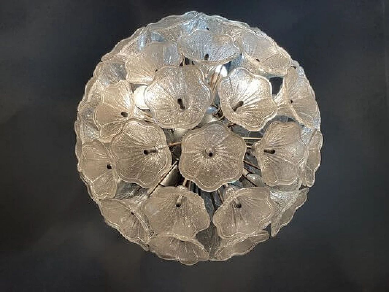 Lampadario Sputnik in acciaio e vetro di Paolo Venini per VeArt, anni '60 2