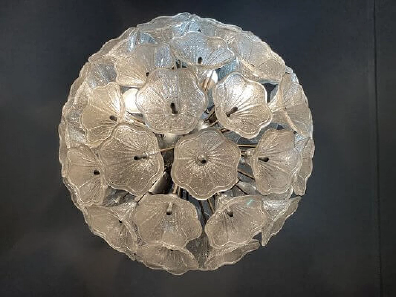 Lampadario Sputnik in acciaio e vetro di Paolo Venini per VeArt, anni '60 3