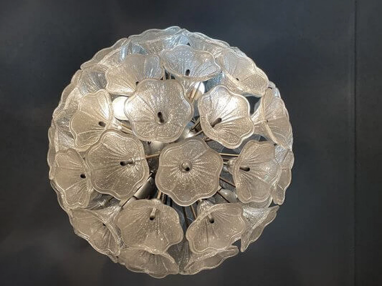 Lampadario Sputnik in acciaio e vetro di Paolo Venini per VeArt, anni '60 4