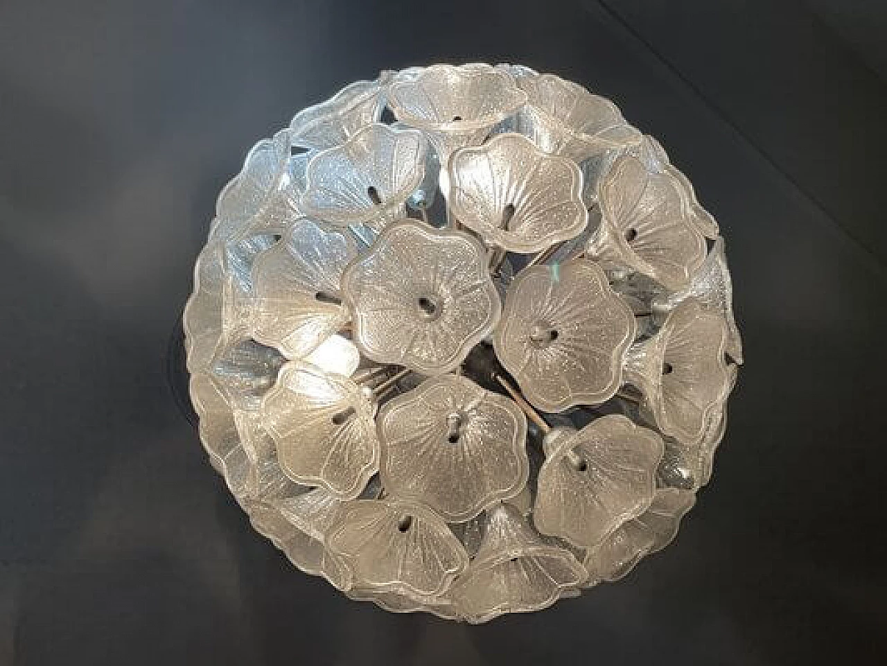 Lampadario Sputnik in acciaio e vetro di Paolo Venini per VeArt, anni '60 5