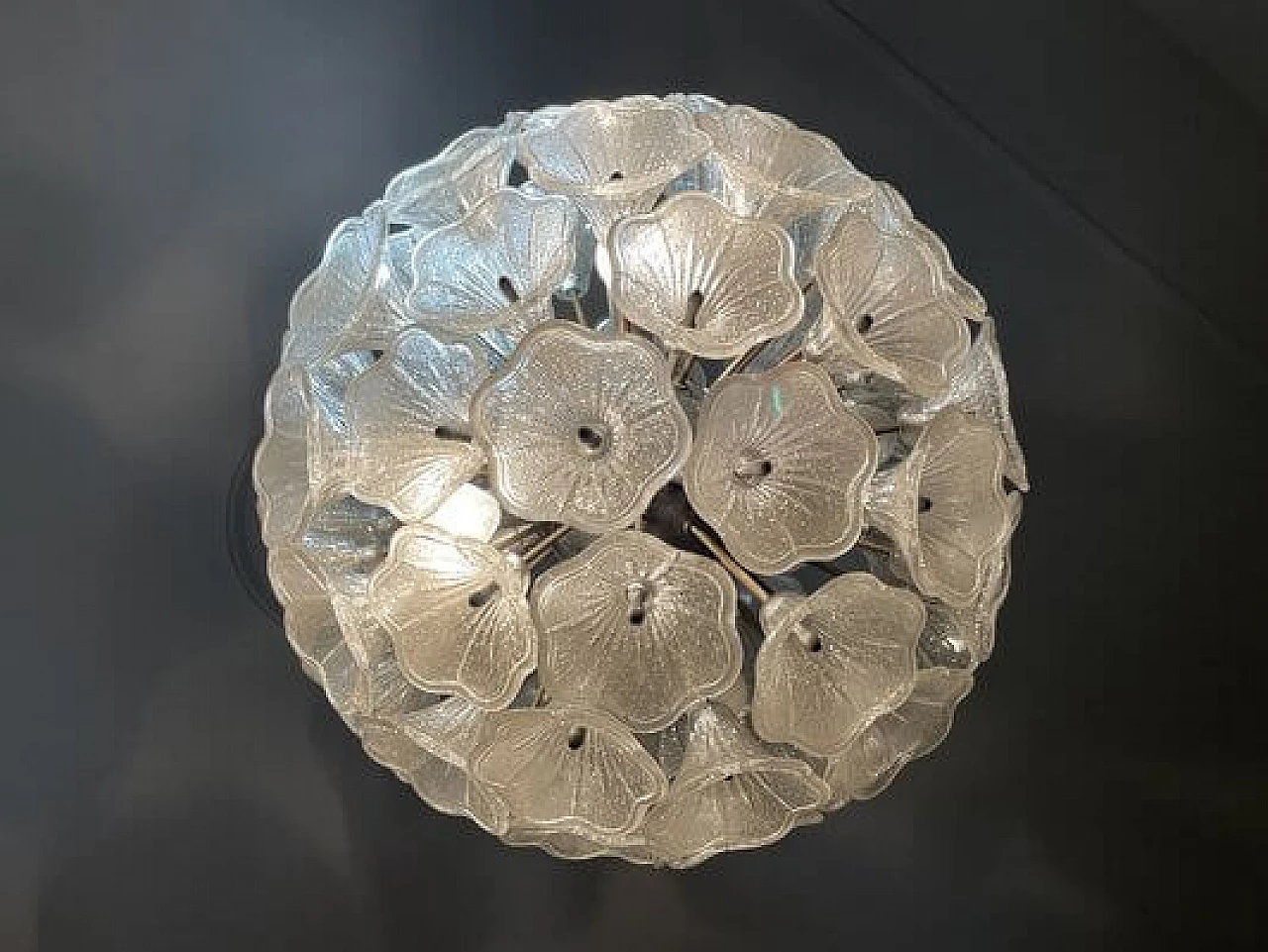 Lampadario Sputnik in acciaio e vetro di Paolo Venini per VeArt, anni '60 6