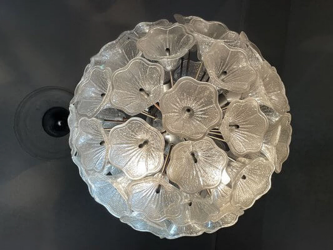 Lampadario Sputnik in acciaio e vetro di Paolo Venini per VeArt, anni '60 9