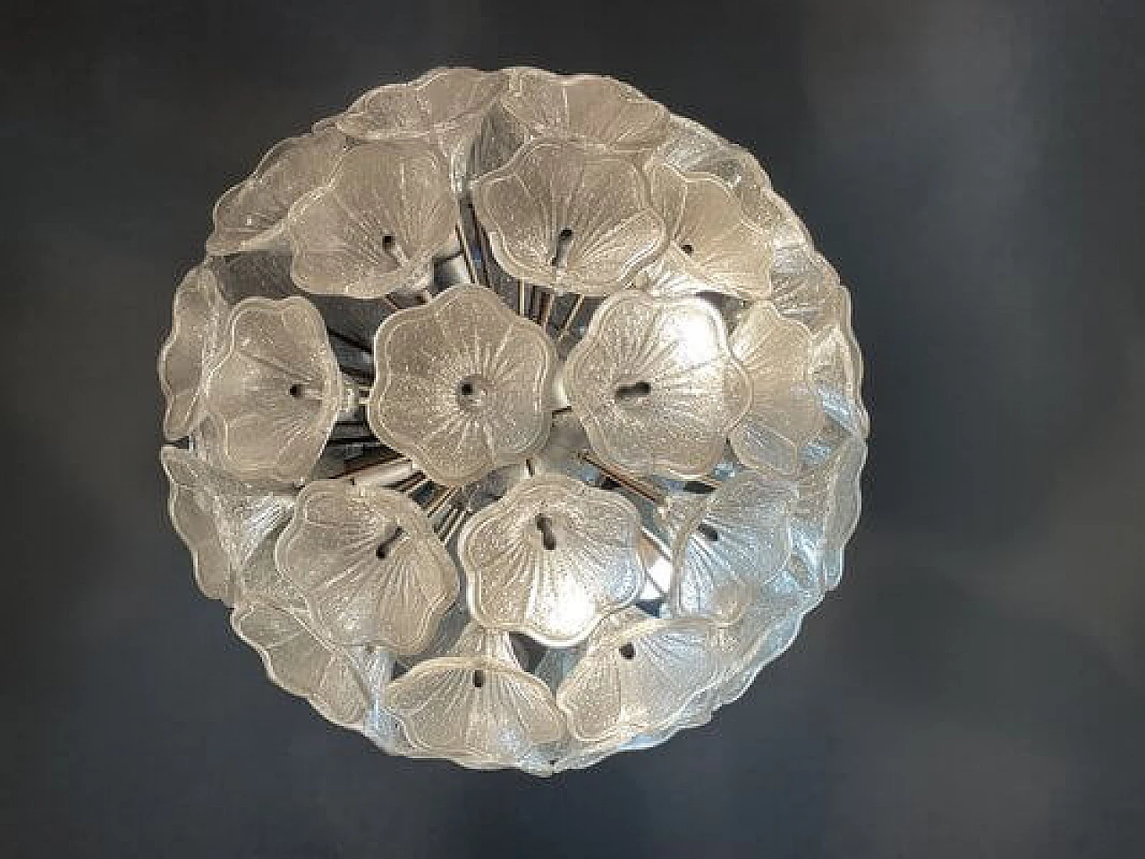 Lampadario Sputnik in acciaio e vetro di Paolo Venini per VeArt, anni '60 10