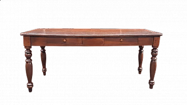 Cherry wood table with two drawers, 19th century