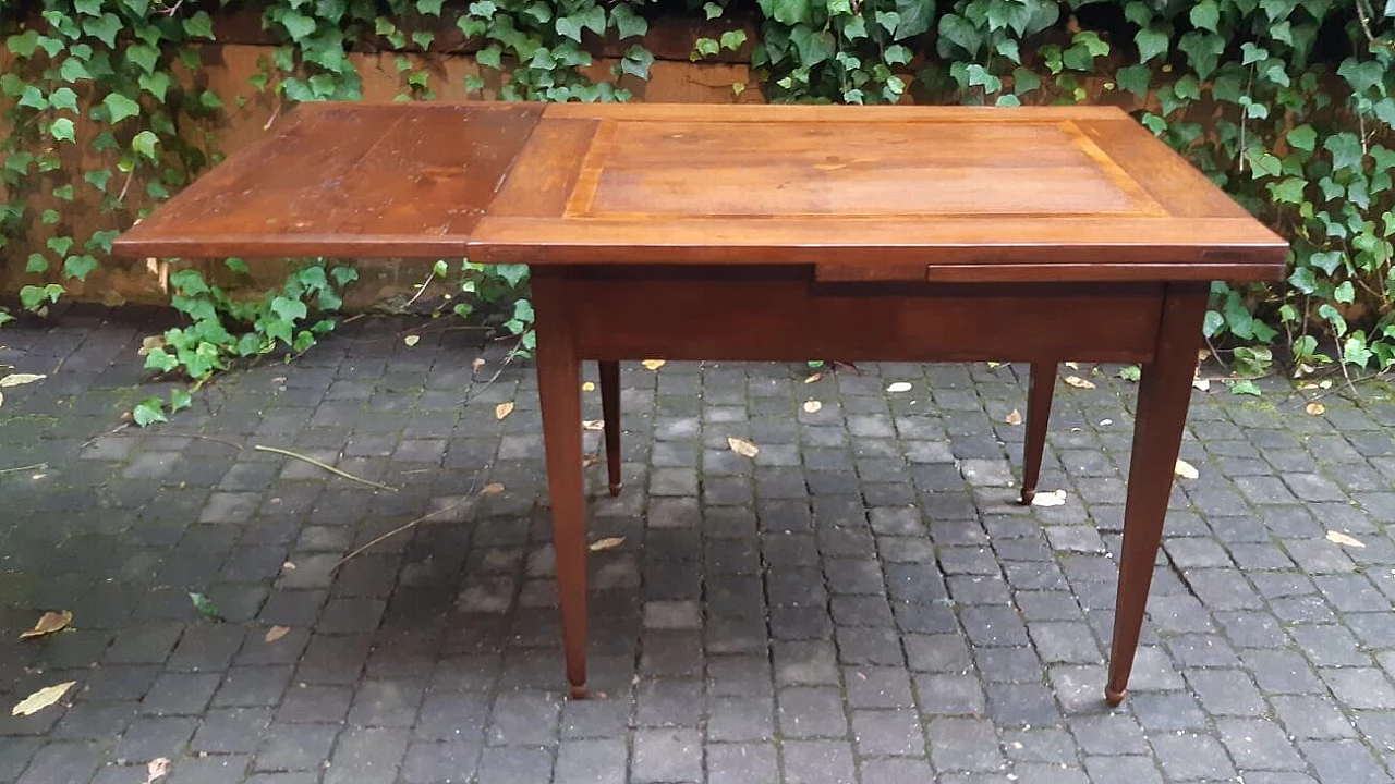 Extending pull-out table in inlaid oak, 19th century 2