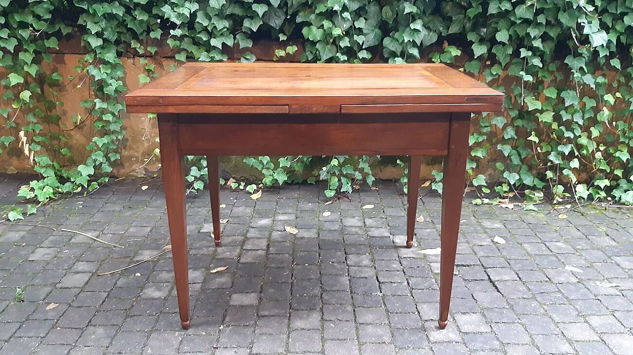 Extending pull-out table in inlaid oak, 19th century 3