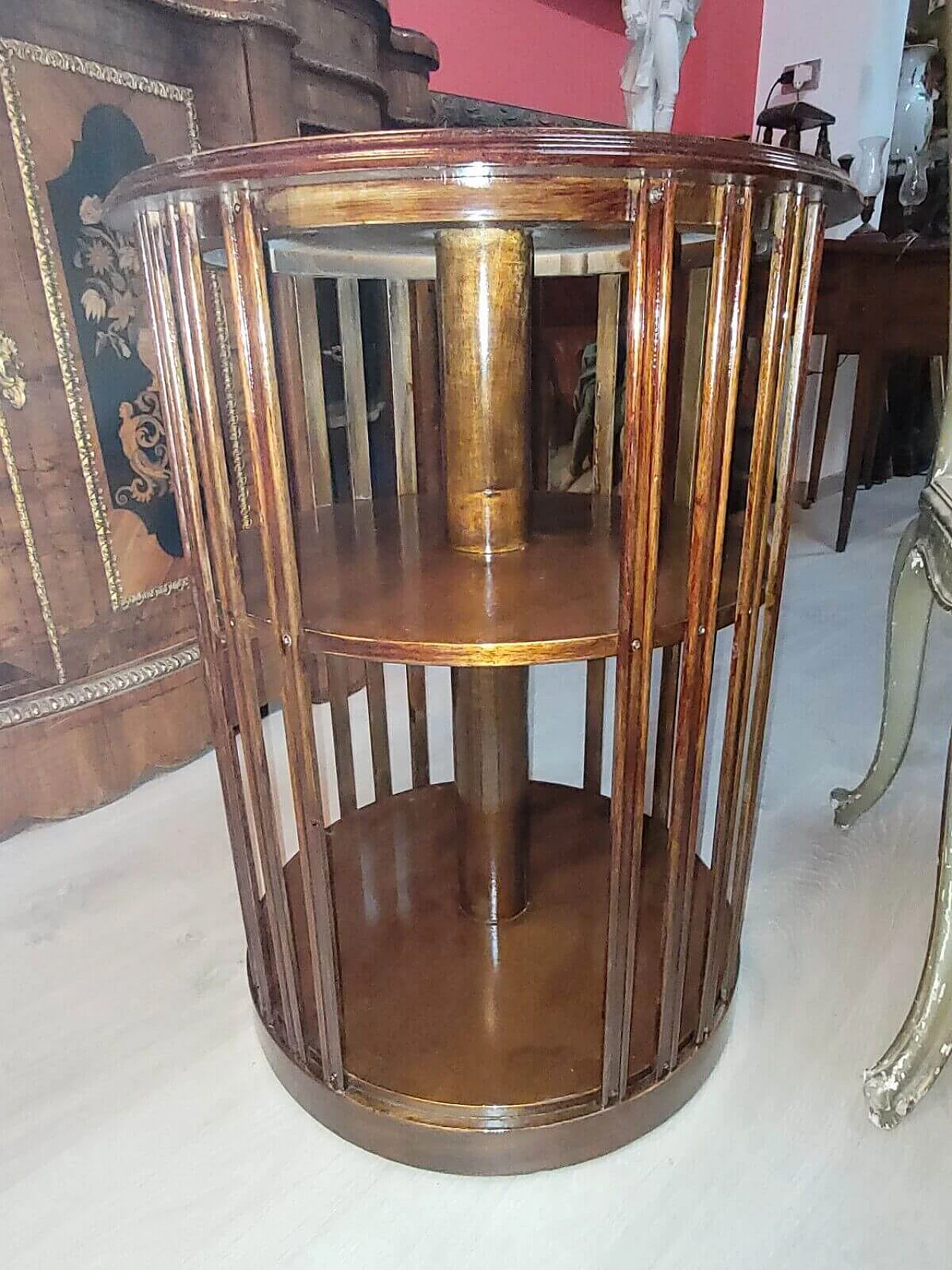 Mahogany swivel bookcase with inlays, early 20th century 3