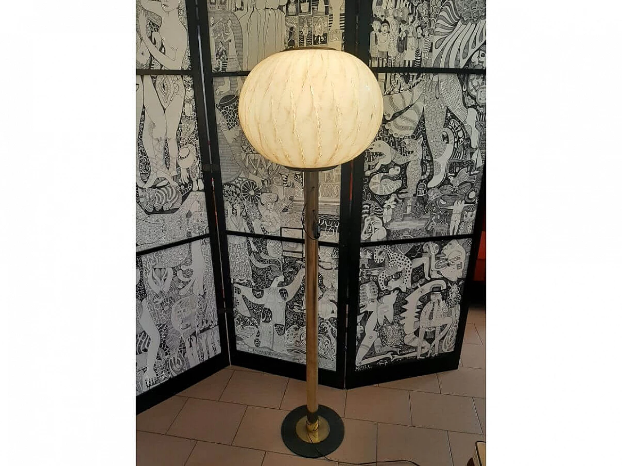 Murano glass and brass floor lamp, 1970s 8