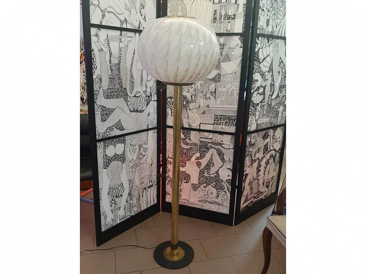 Murano glass and brass floor lamp, 1970s 9