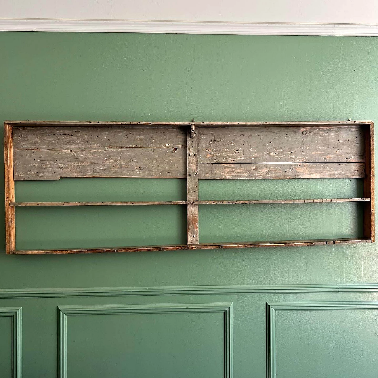 Industrial wall-mounted wooden bookcase, 1930s 1