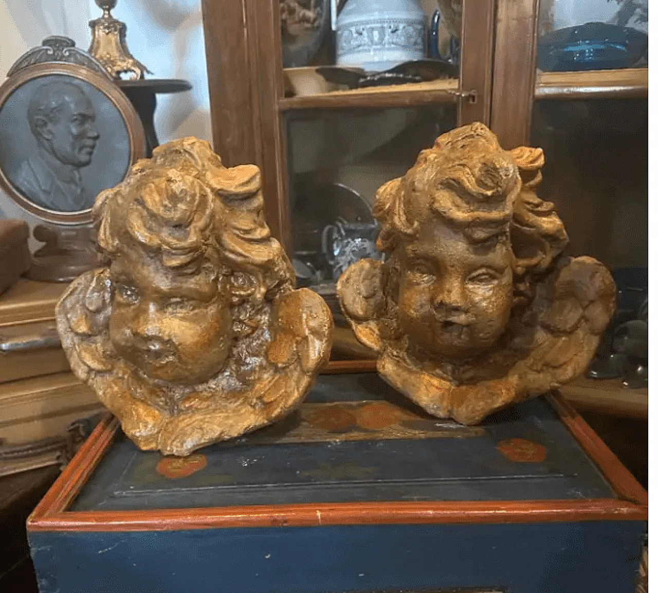 Pair of Sicilian Baroque style stone angels, 1930s 2