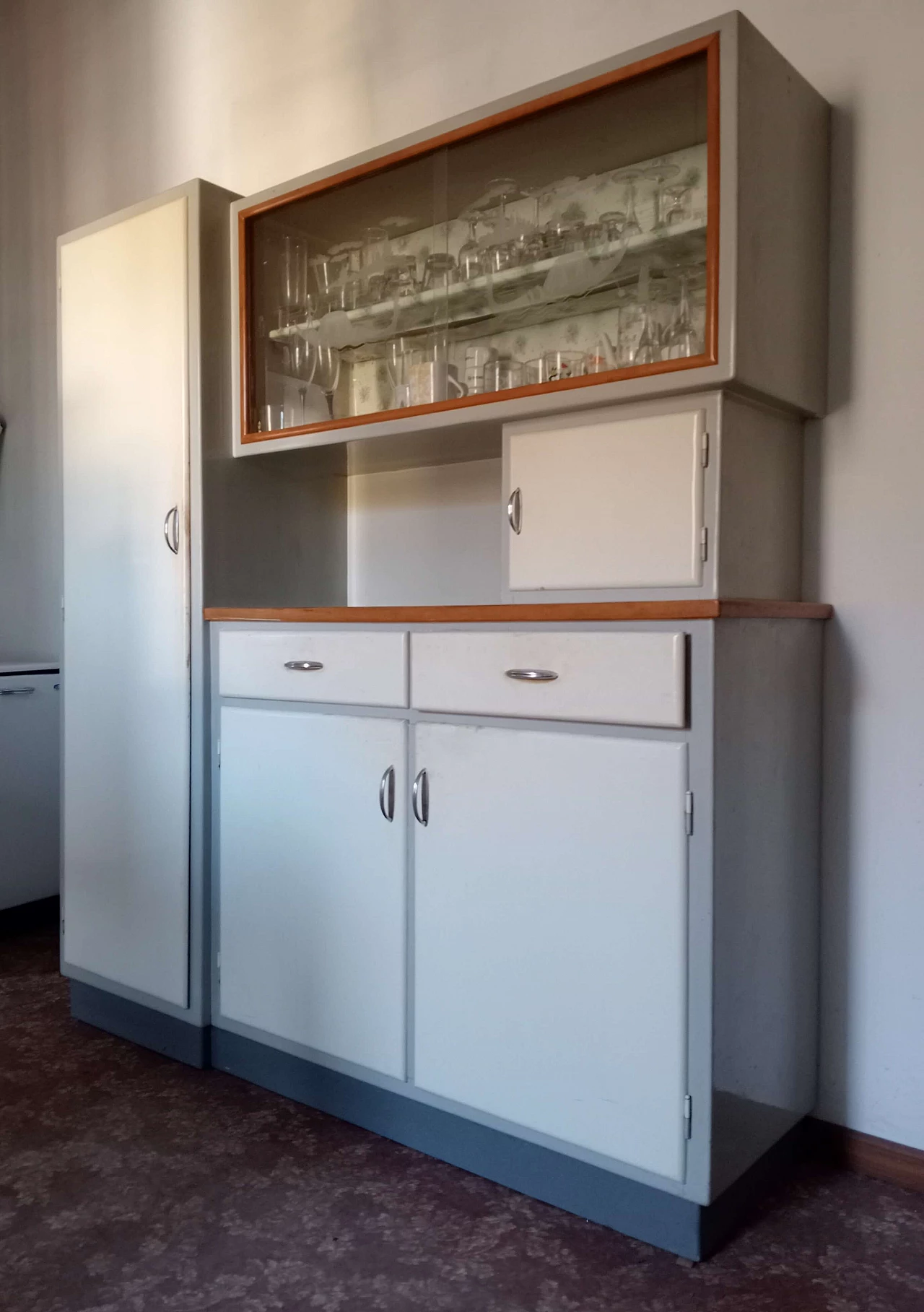 Wood and glass sideboard with a view of Venice, 1950s 3