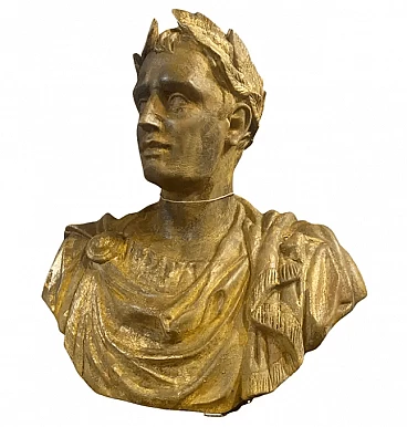 Gold-plated plaster bust of Giulio Cesar, 1950s