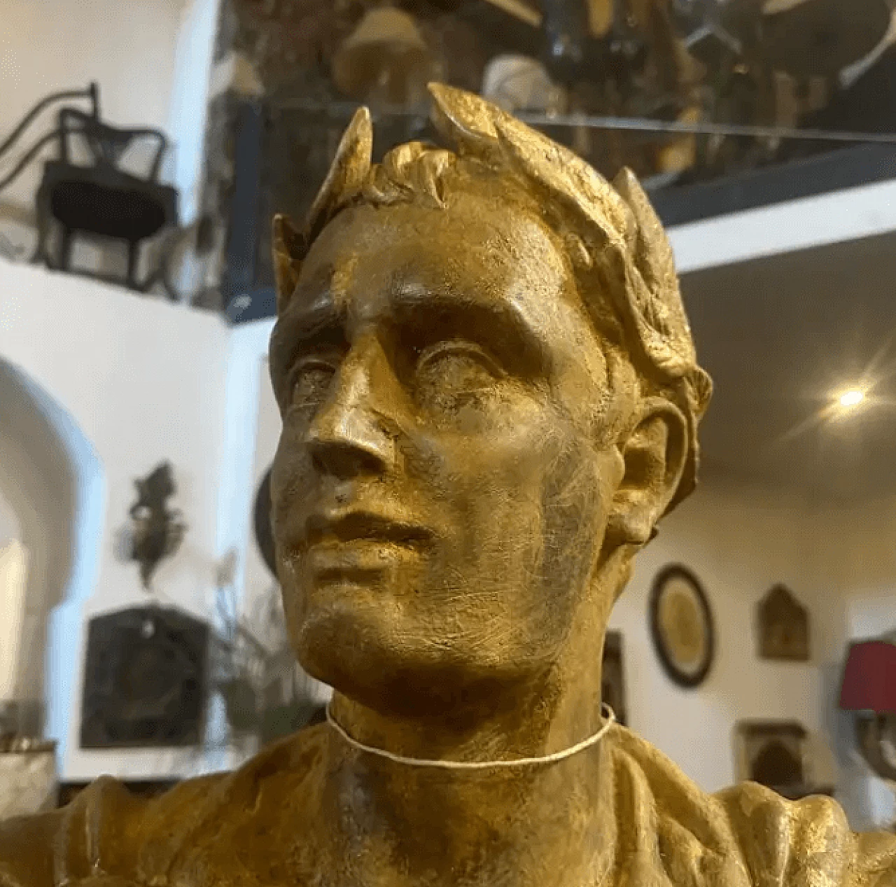 Gold-plated plaster bust of Giulio Cesar, 1950s 4