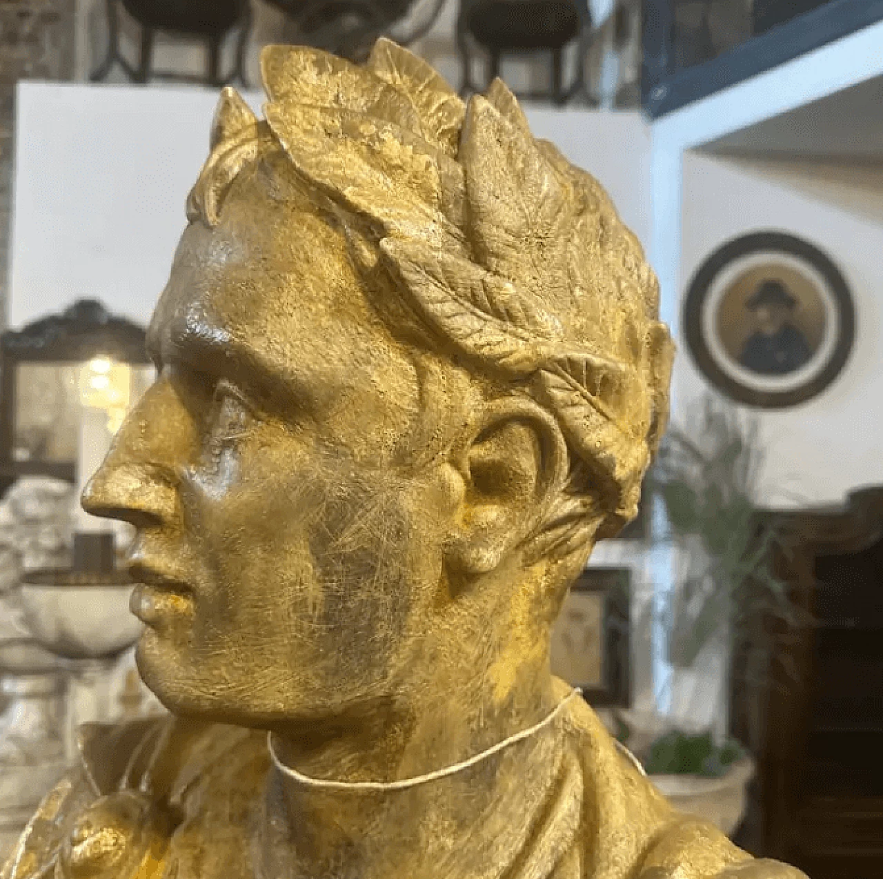 Gold-plated plaster bust of Giulio Cesar, 1950s 5