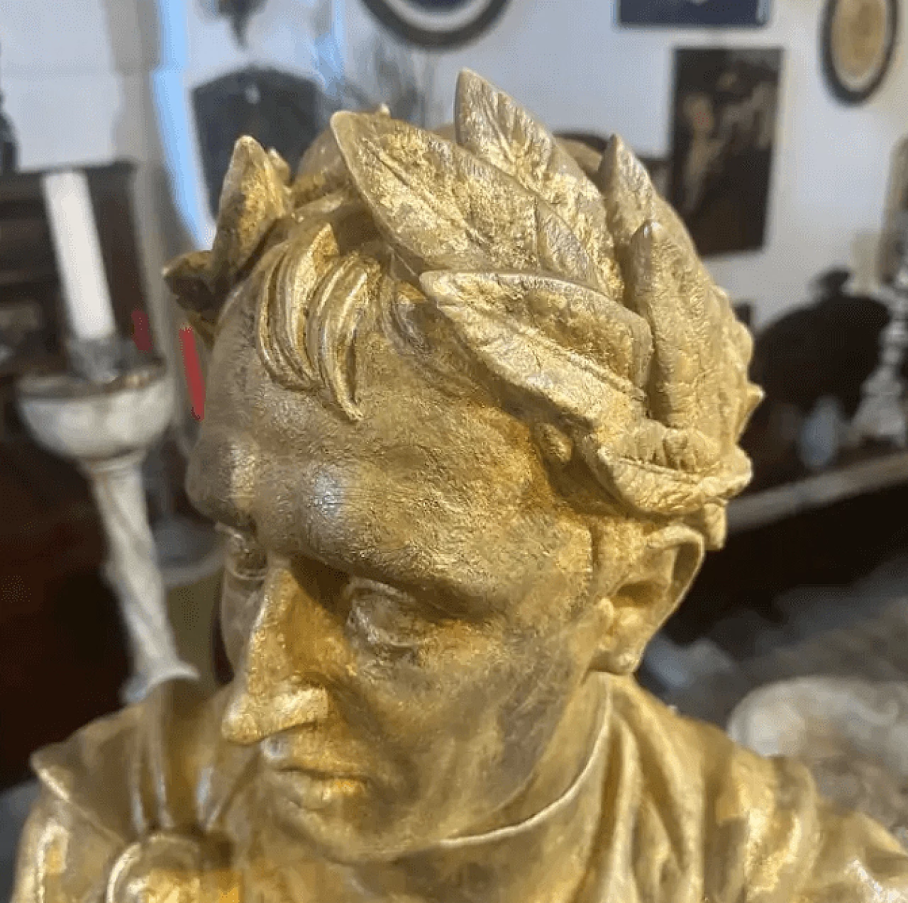 Gold-plated plaster bust of Giulio Cesar, 1950s 6