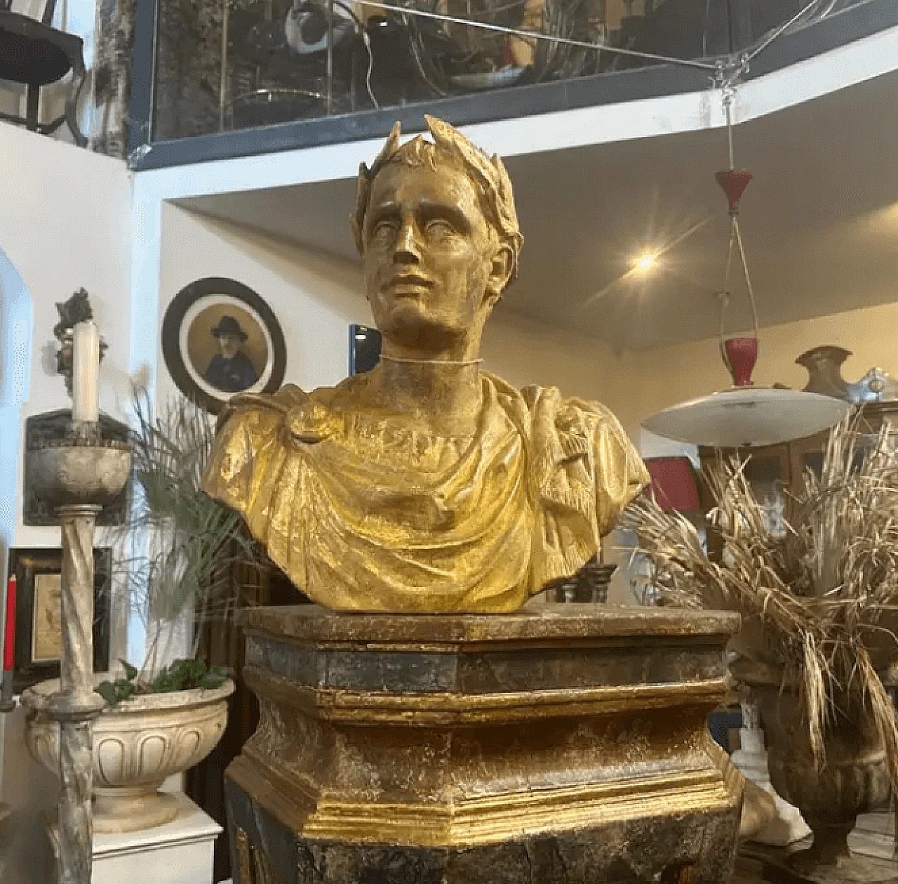 Gold-plated plaster bust of Giulio Cesar, 1950s 7