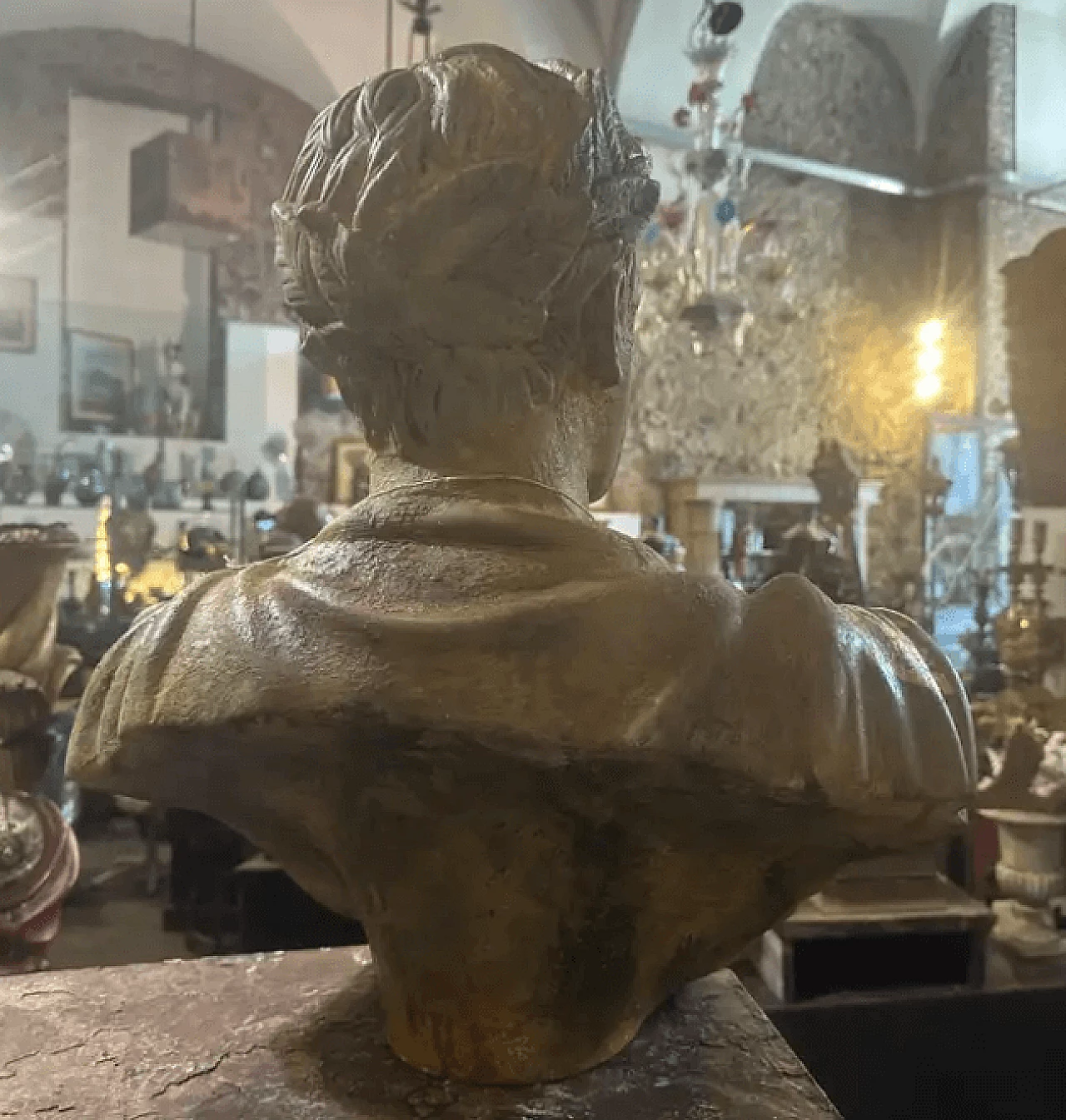 Gold-plated plaster bust of Giulio Cesar, 1950s 9