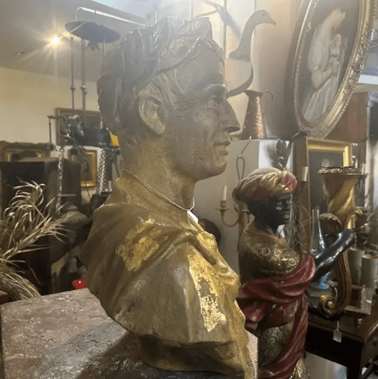 Gold-plated plaster bust of Giulio Cesar, 1950s 11